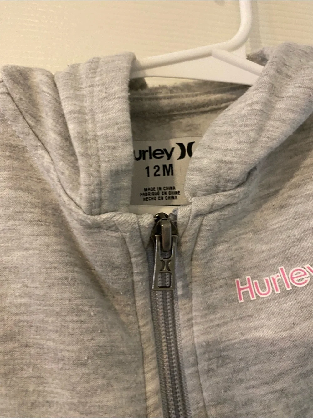 12 Month Hurley Zip Up Hoodie
